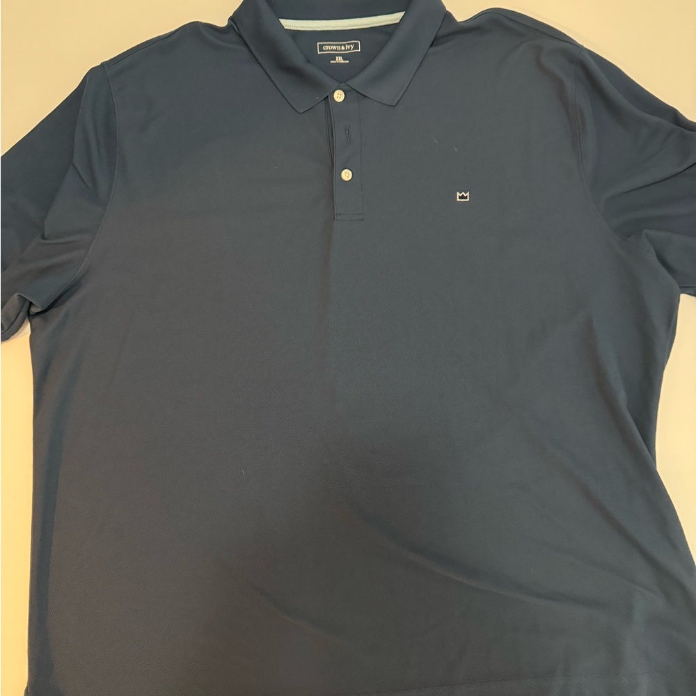 Crown & Ivy Men's Dark Navy Polo with Subtle Crown Logo